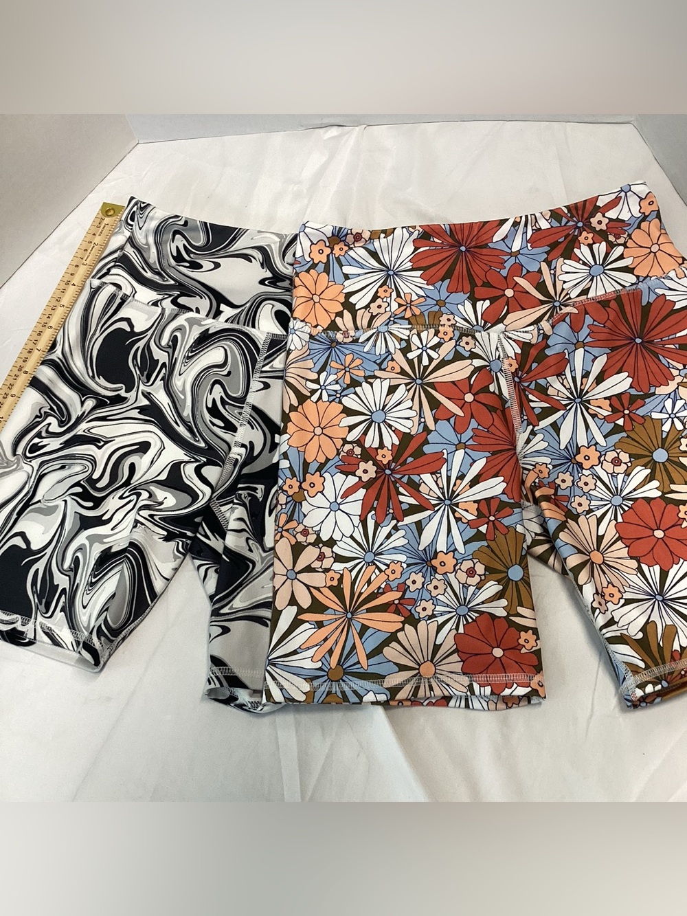 Floral Rust & Blue High-Rise Bike Shorts